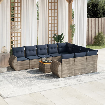 11-teiliges Gartensofa-Set mit Kissen, grau, Polyrattan