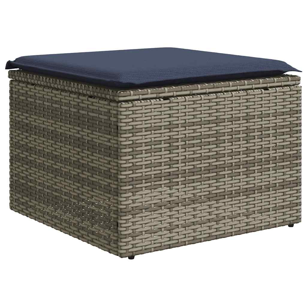 9-teiliges Gartensofa-Set mit Kissen, grau, Polyrattan