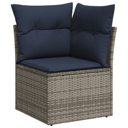 10-teiliges Gartensofa-Set mit Kissen, grau, Polyrattan