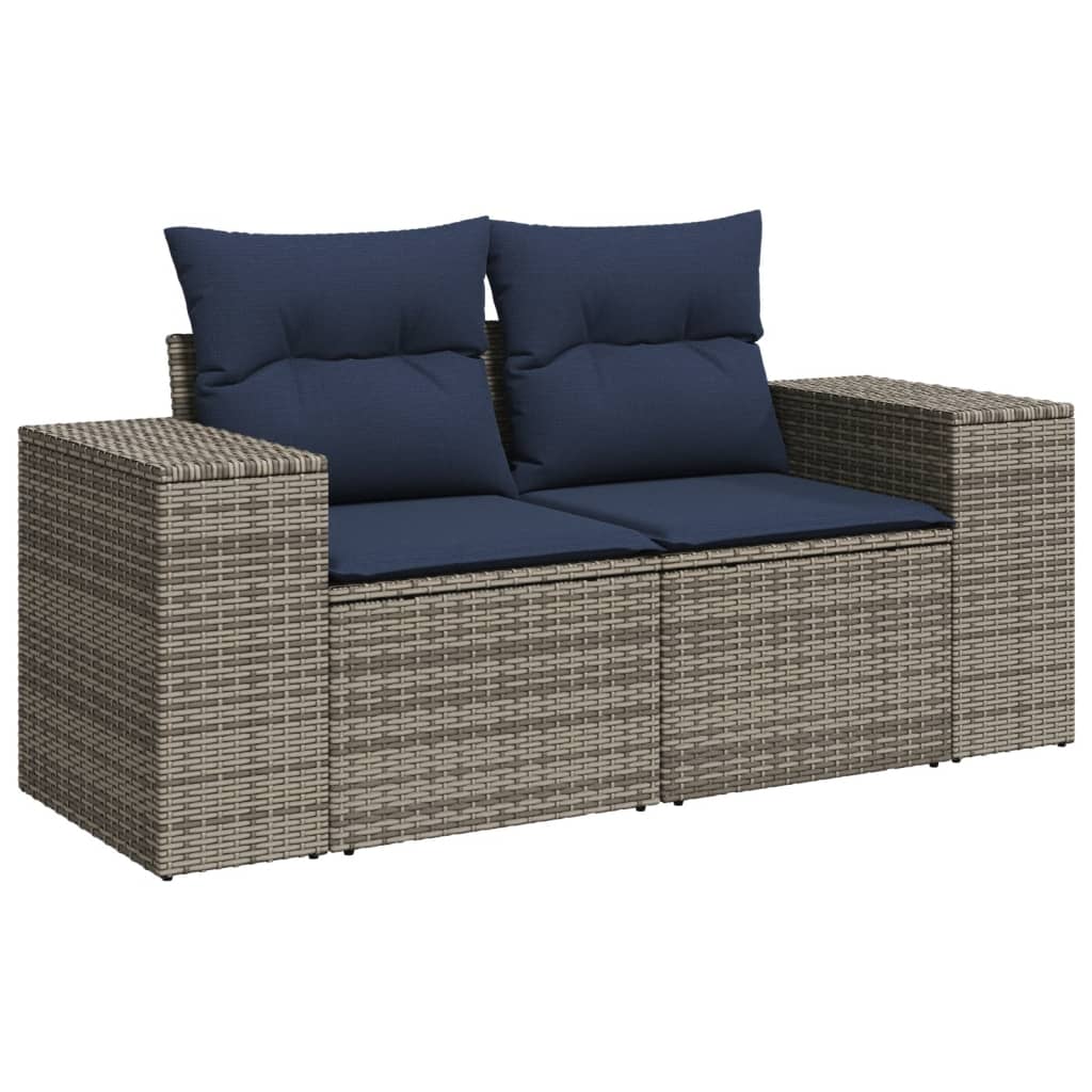 11-teiliges Gartensofa-Set mit Kissen, grau, Polyrattan