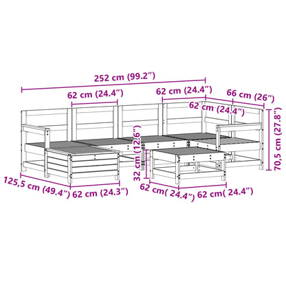 7-tlg. Garten-Sofagarnitur Weiß Massivholz Kiefer