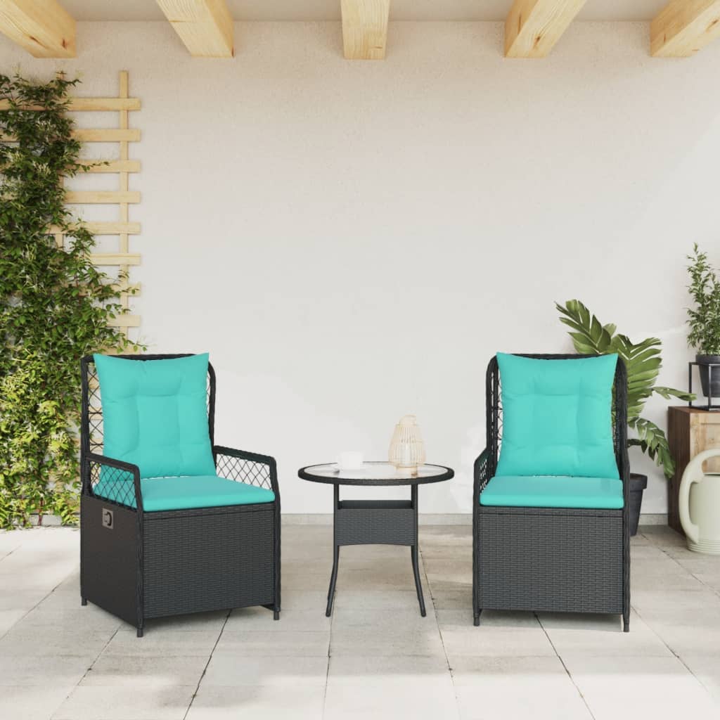 Liegende Gartenstühle 2 Stk. Schwarz Poly Rattan