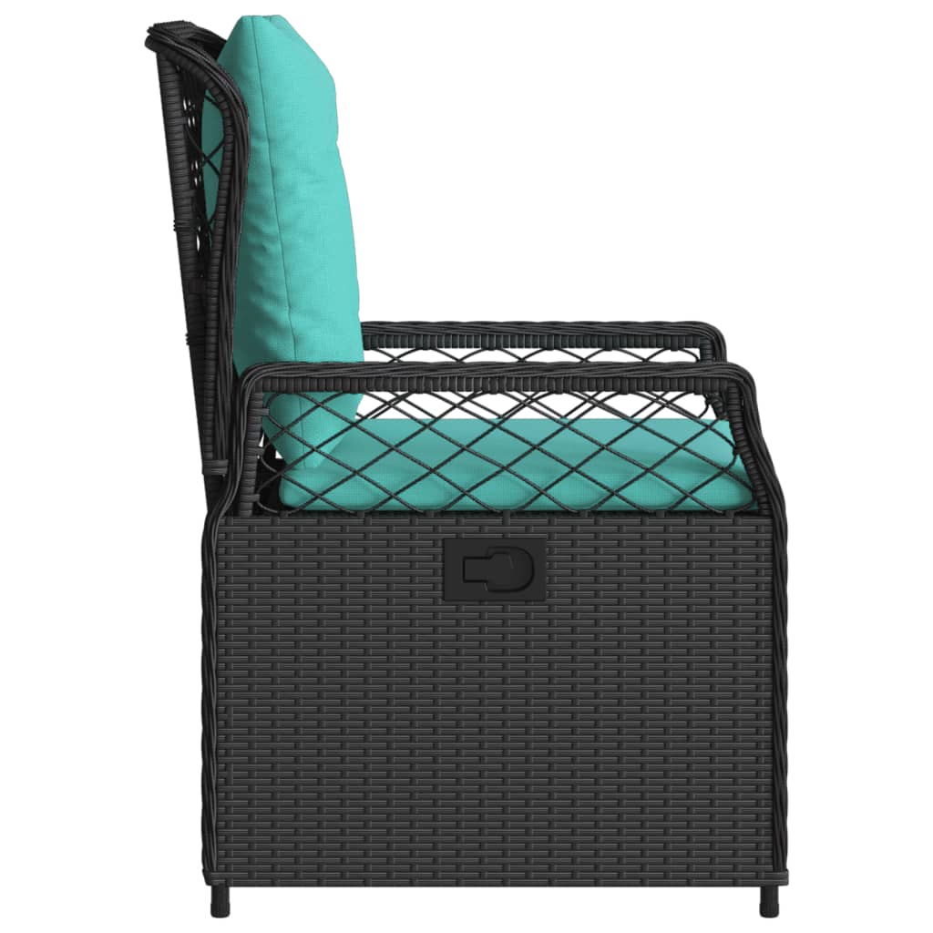 Liegende Gartenstühle 2 Stk. Schwarz Poly Rattan