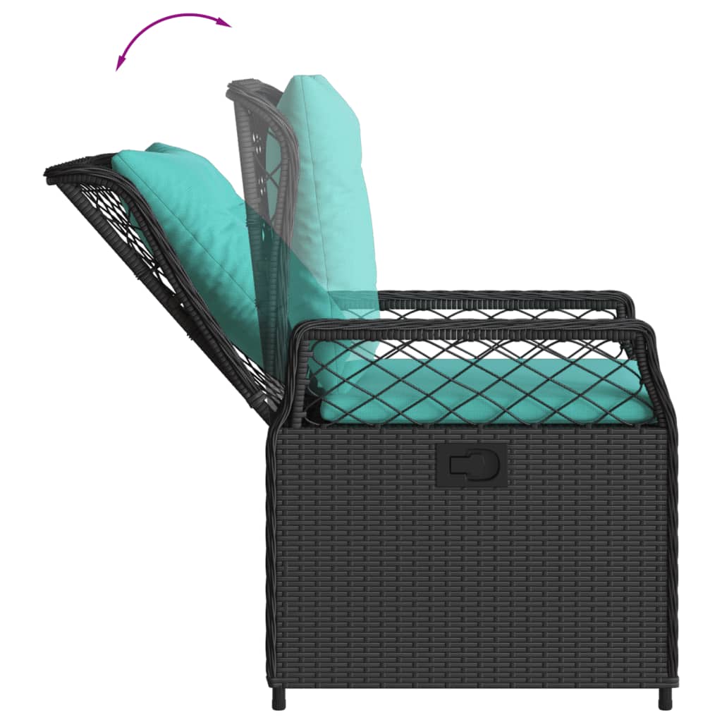 Liegende Gartenstühle 2 Stk. Schwarz Poly Rattan
