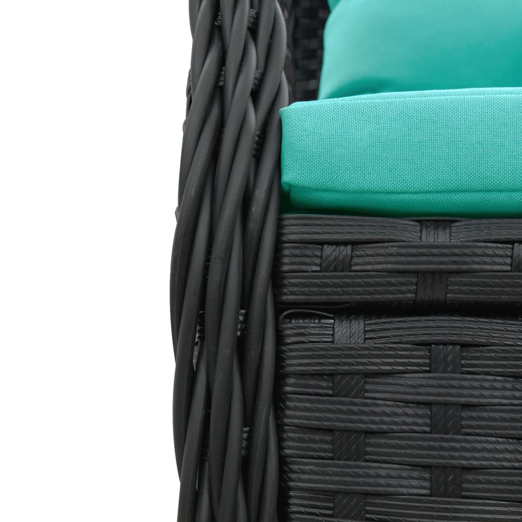 Liegende Gartenstühle 2 Stk. Schwarz Poly Rattan