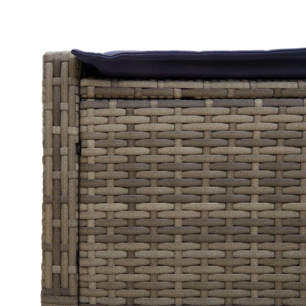 Doppelte Sonnenliege mit Kissen Grau Poly Rattan