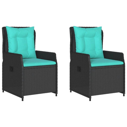 Liegende Gartenstühle 2 Stk. Schwarz Poly Rattan