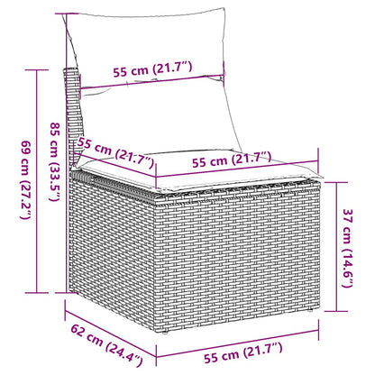 3-tlg. Garten-Sofagarnitur mit Kissen Braun Poly Rattan