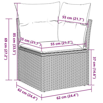 5-tlg. Garten-Sofagarnitur mit Kissen Braun Poly Rattan