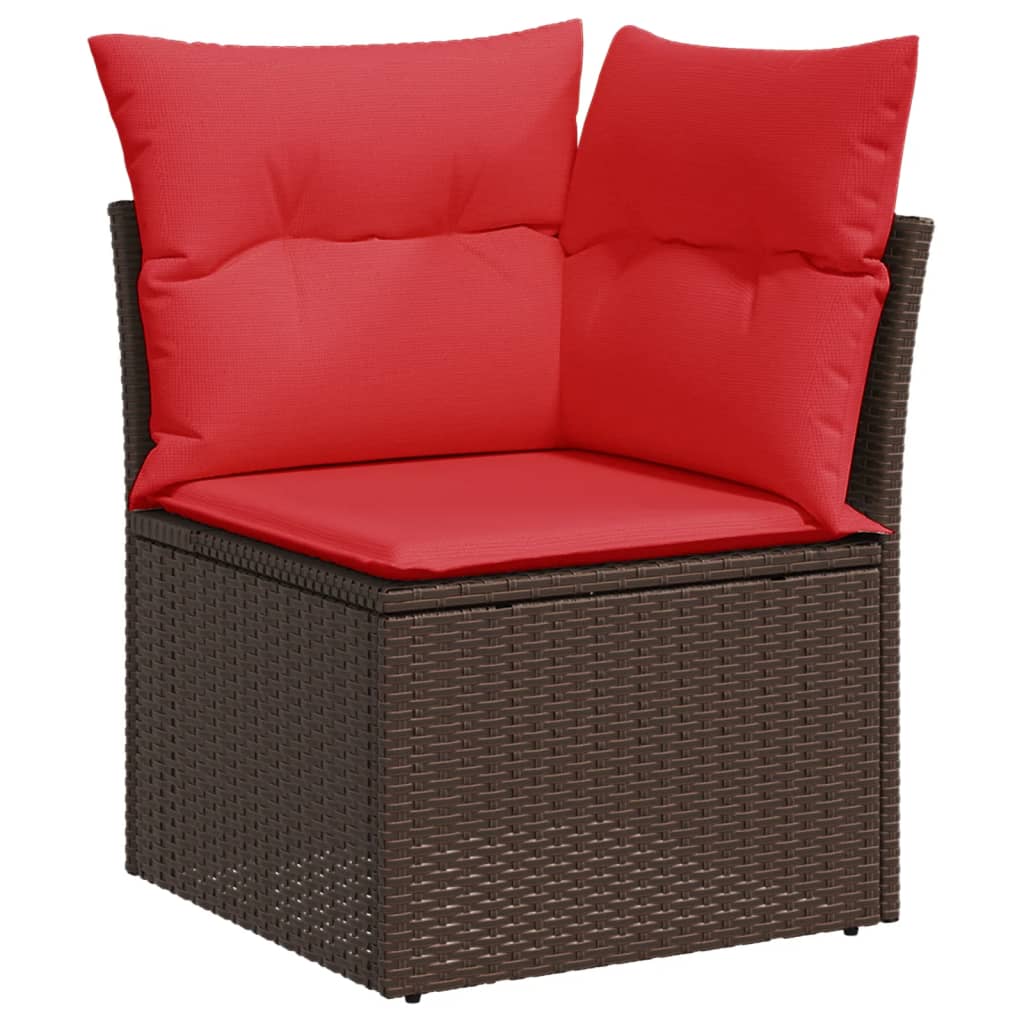 5-teiliges Gartensofa-Set mit Kissen, braun, Polyrattan