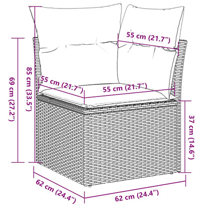 7-tlg. Garten-Sofagarnitur mit Kissen Braun Poly Rattan