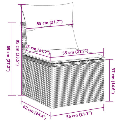 6-tlg. Garten-Sofagarnitur mit Kissen Braun Poly Rattan