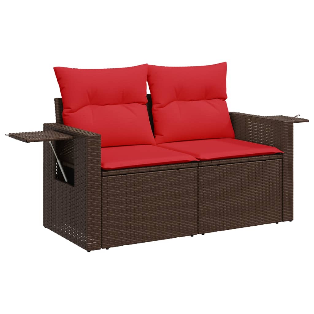 8-teiliges Gartensofa-Set mit Kissen, braun, Polyrattan