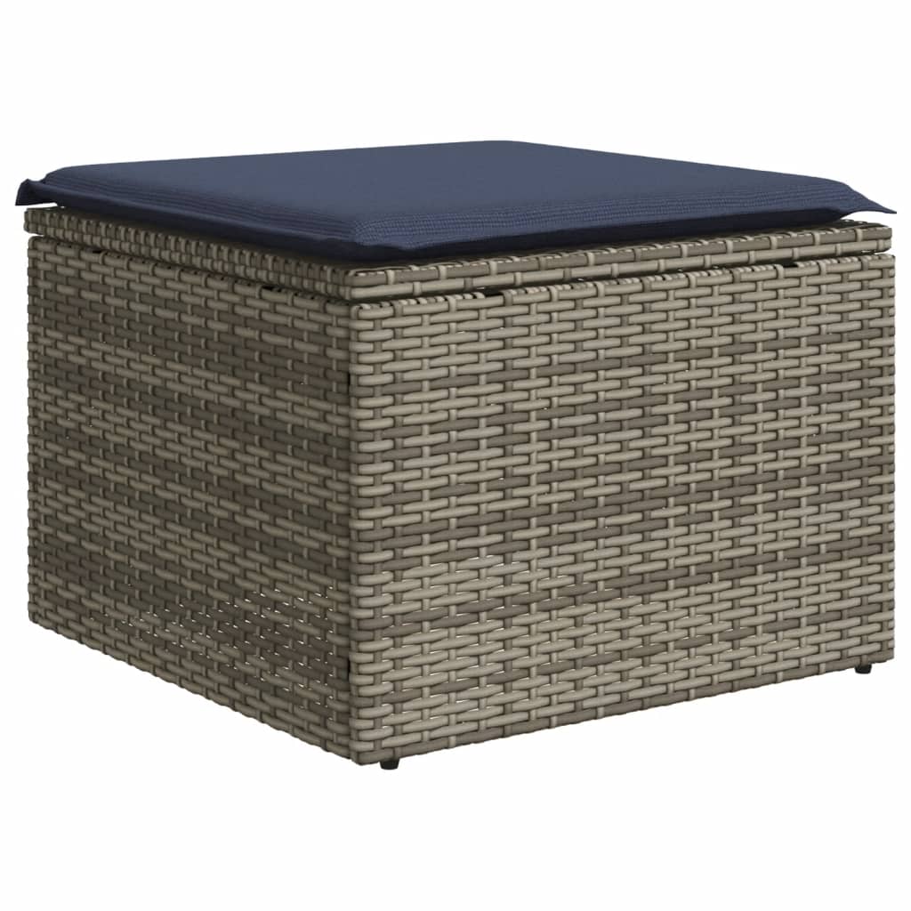9-teiliges Gartensofa-Set mit Kissen, grau, Polyrattan