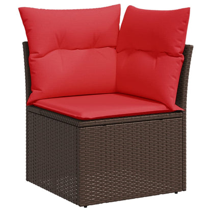 9-teiliges Gartensofa-Set mit Kissen, braun, Polyrattan