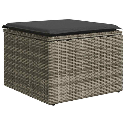 7-tlg. Garten-Sofagarnitur mit Kissen Hellgrau Poly Rattan