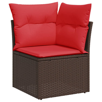 8-teiliges Gartensofa-Set mit Kissen, braun, Polyrattan