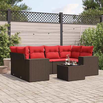 7-teiliges Gartensofa-Set mit Kissen, braun, Polyrattan