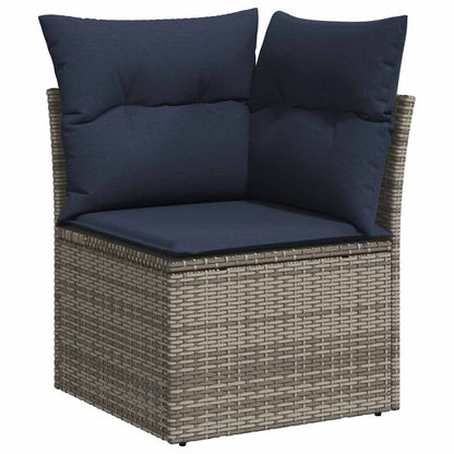 8-teiliges Gartensofa-Set mit Kissen, grau, Polyrattan