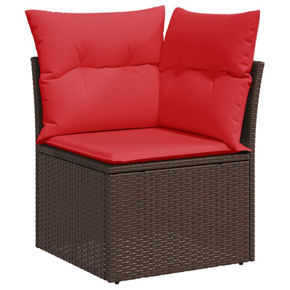 8-teiliges Gartensofa-Set mit Kissen, braun, Polyrattan