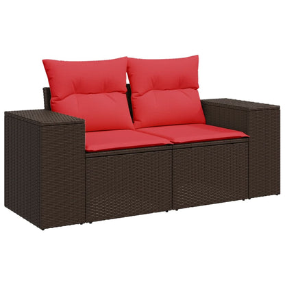 5-teiliges Gartensofa-Set mit Kissen, braun, Polyrattan