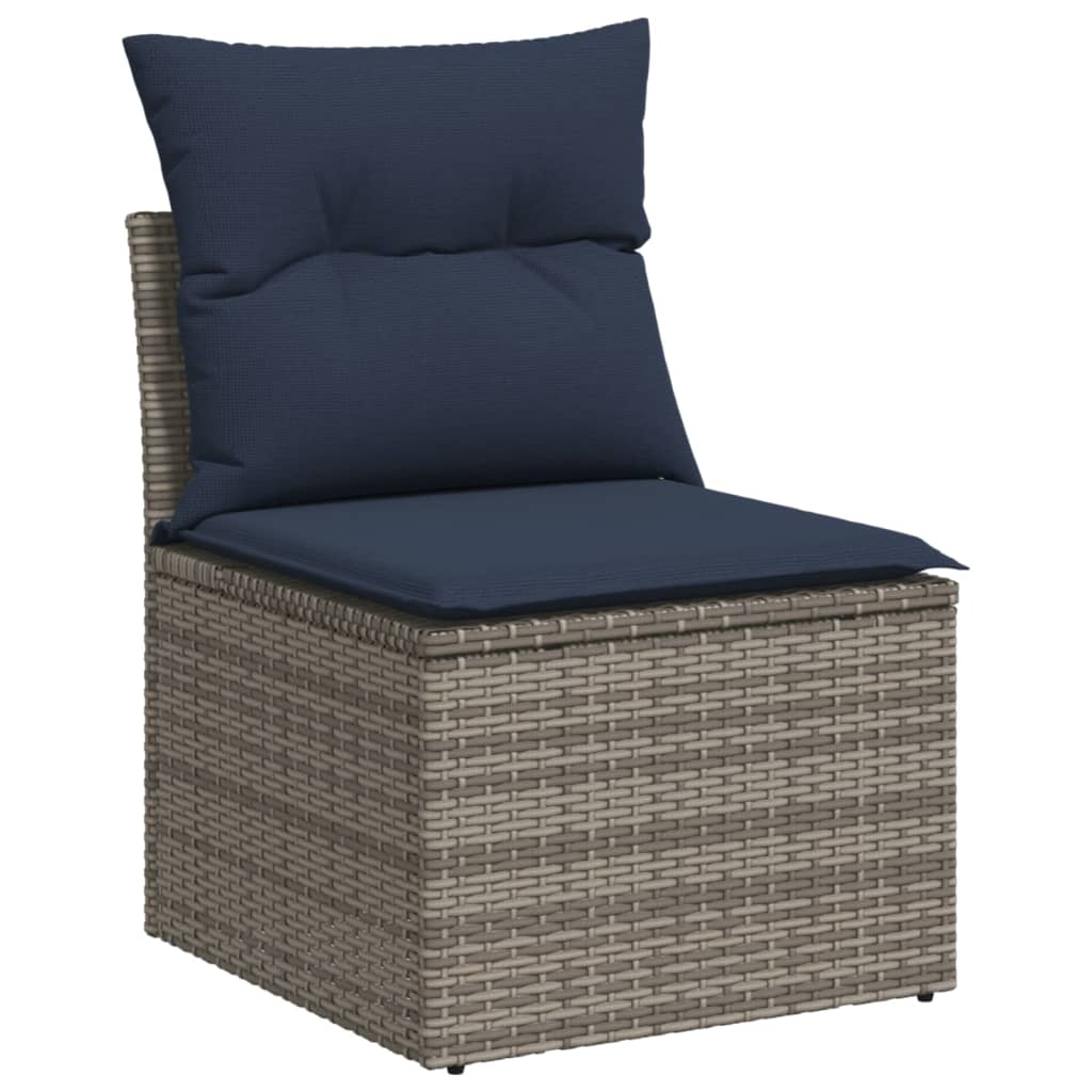 7-teiliges Gartensofa-Set mit Kissen, grau, Polyrattan