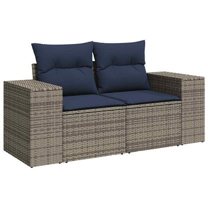 6-teiliges Gartensofa-Set mit Kissen, grau, Polyrattan