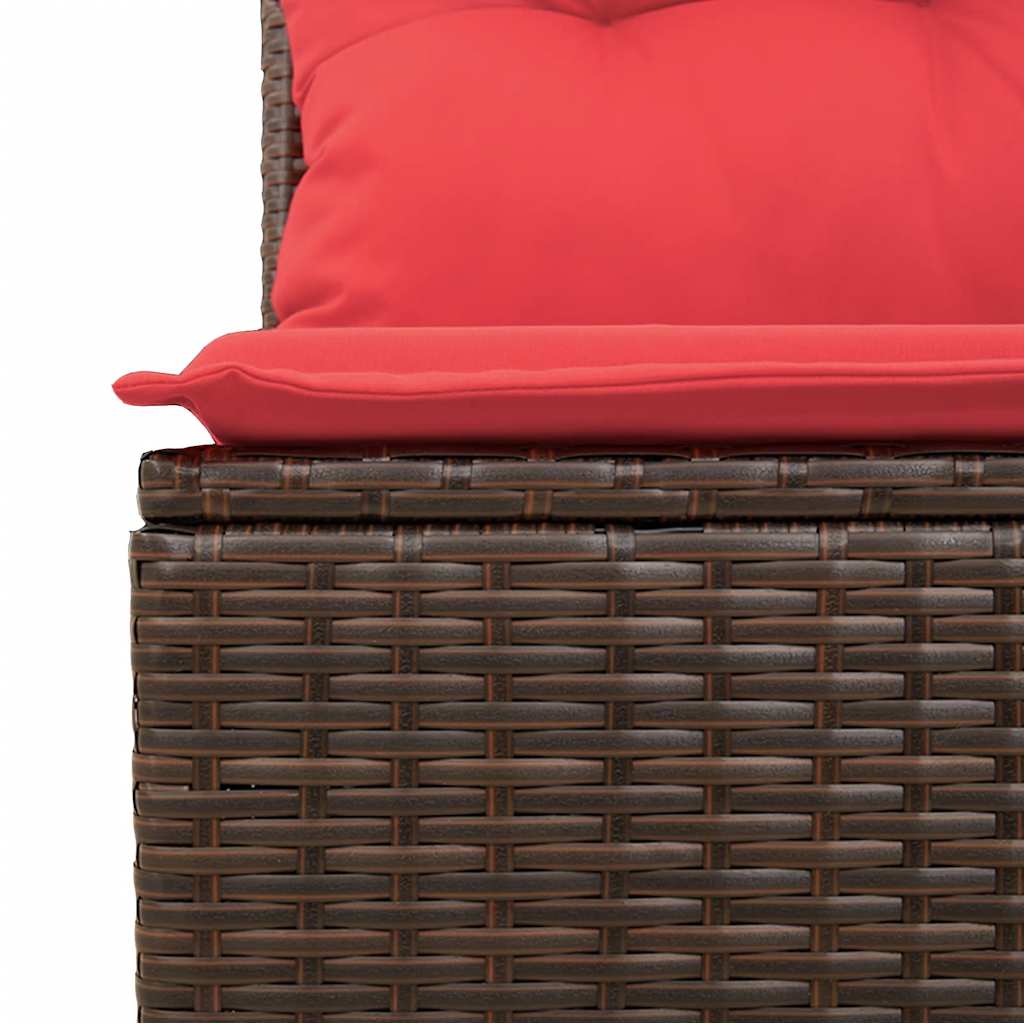 7-teiliges Gartensofa-Set mit Kissen, braun, Polyrattan