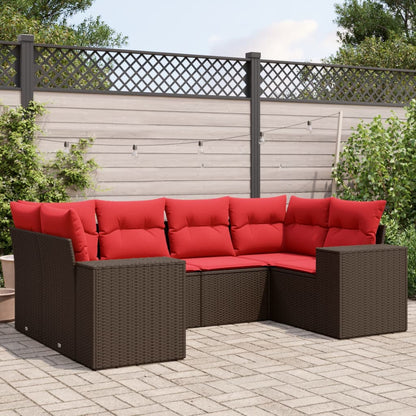 6-teiliges Gartensofa-Set mit Kissen, braun, Polyrattan