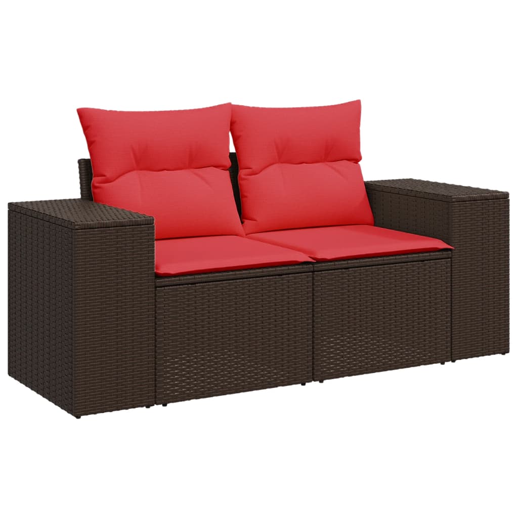 11-teiliges Gartensofa-Set mit Kissen, braun, Polyrattan