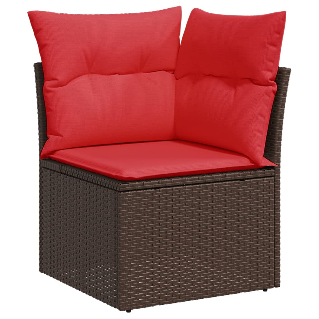 13-teiliges Gartensofa-Set mit Kissen, braun, Polyrattan