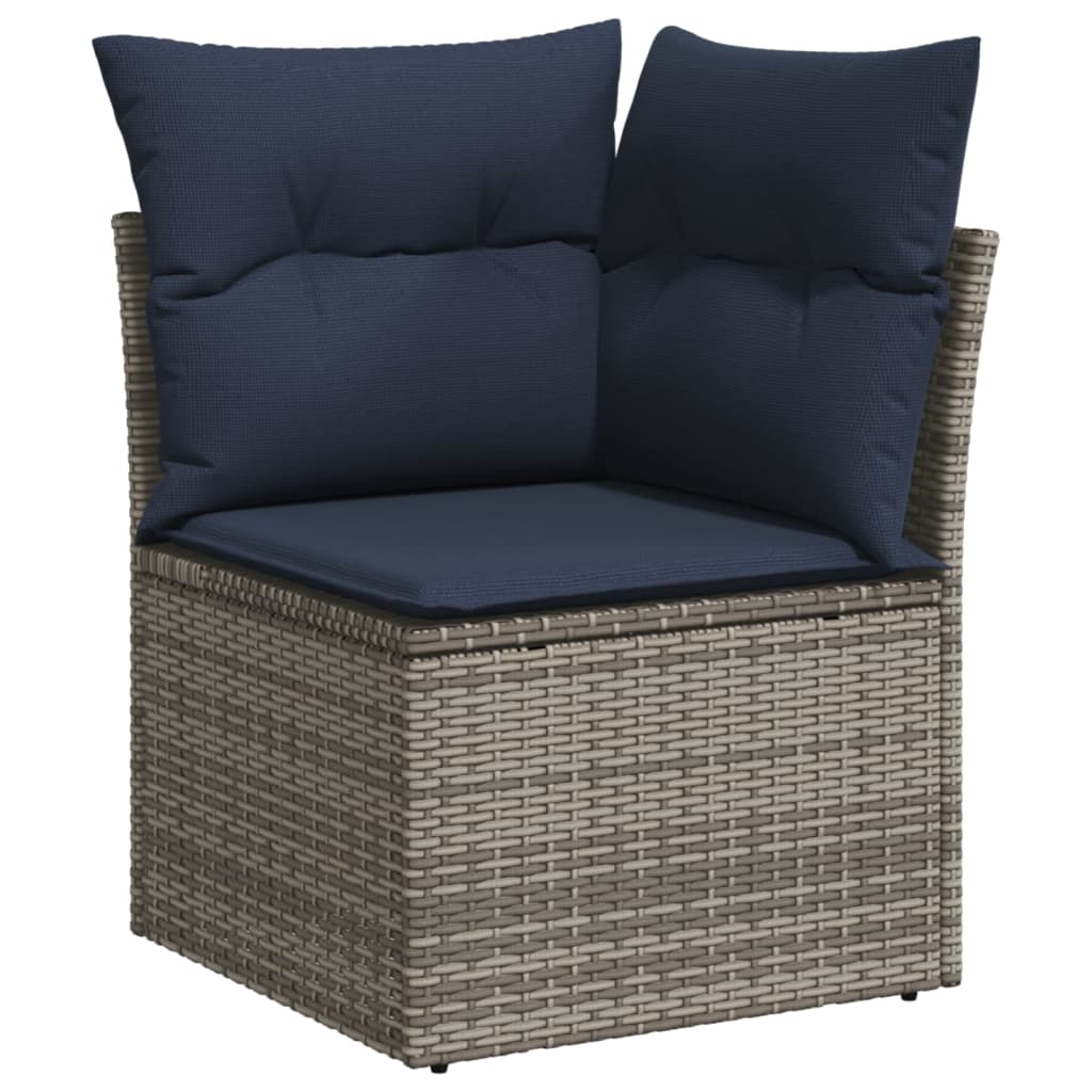 13-teiliges Gartensofa-Set mit Kissen, grau, Polyrattan