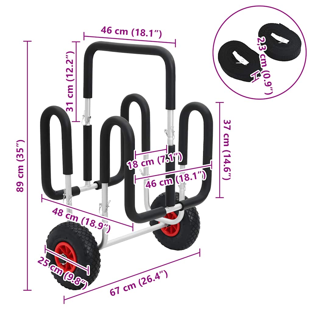 SUP Trolley für 2 Surfbretter 90 kg Aluminium