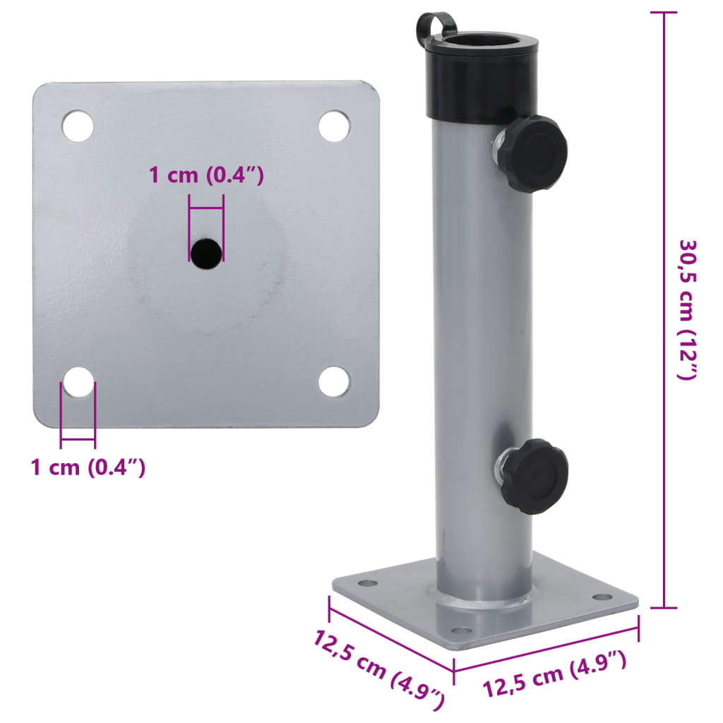 Sonnenschirmständer für Ø38/48 mm Mast Silbern Stahl
