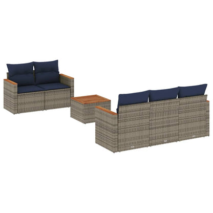 6-teiliges Gartensofa-Set mit Kissen, grau, Polyrattan