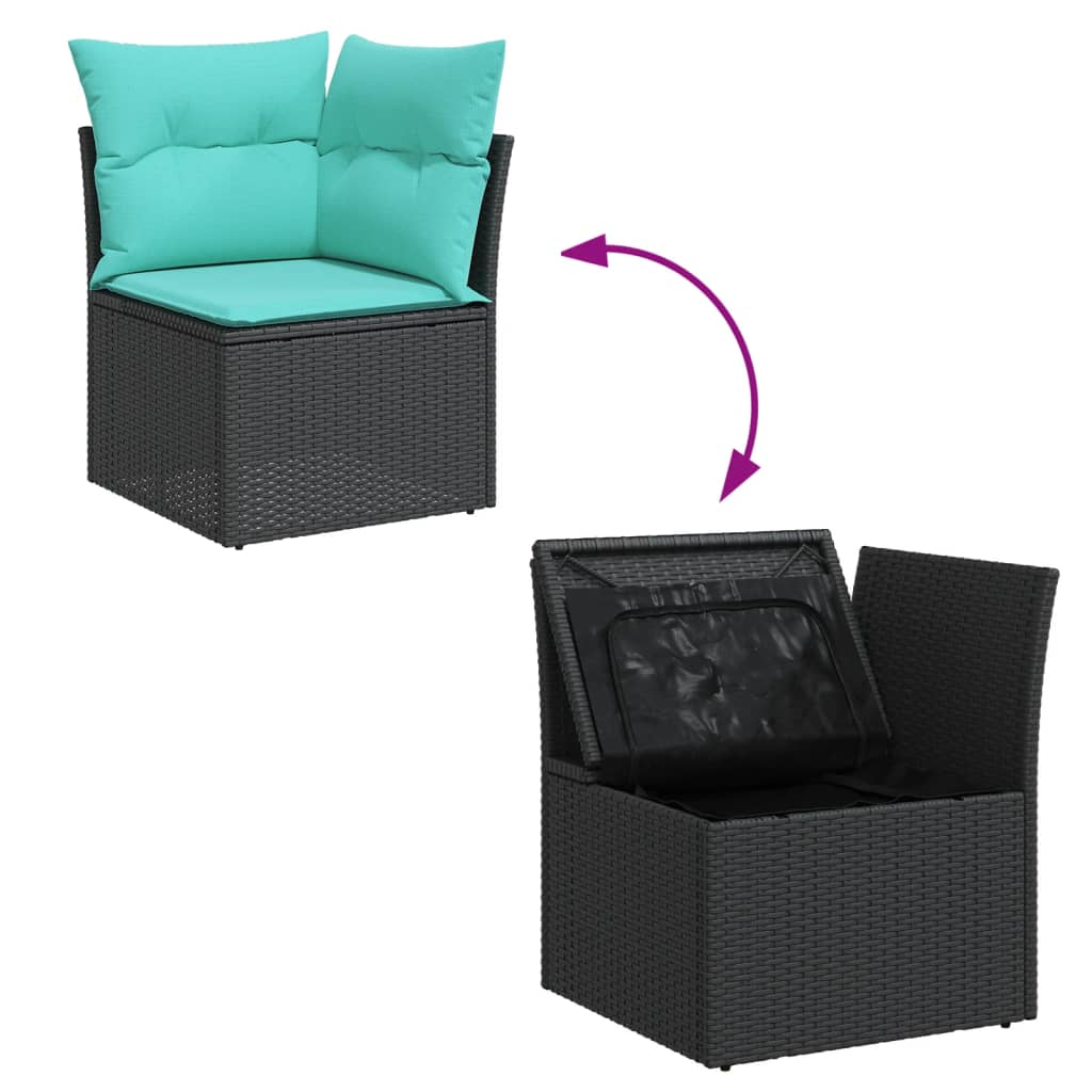 4-tlg. Garten-Sofagarnitur mit Kissen Schwarz Poly Rattan