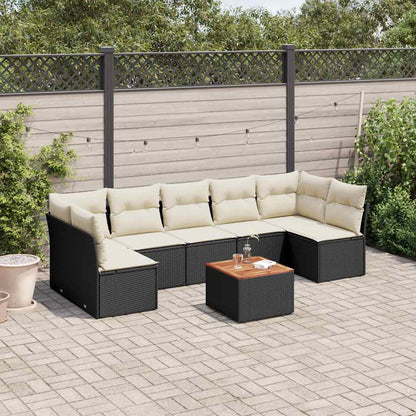 8-tlg. Garten-Sofagarnitur mit Kissen Schwarz Poly Rattan