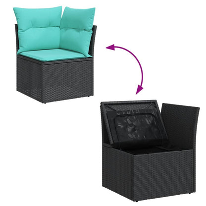 6-tlg. Garten-Sofagarnitur mit Kissen Schwarz Poly Rattan