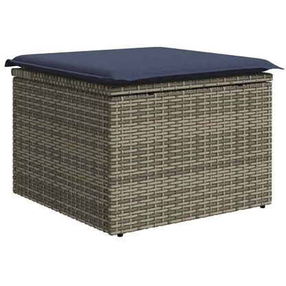 10-teiliges Gartensofa-Set mit Kissen, grau, Polyrattan