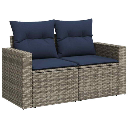 11-teiliges Gartensofa-Set mit Kissen, grau, Polyrattan