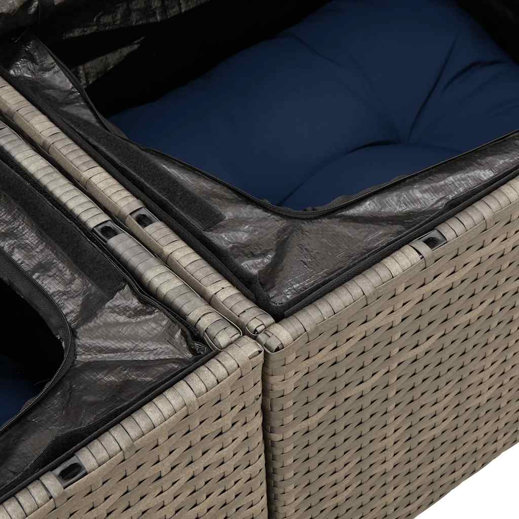11-teiliges Gartensofa-Set mit Kissen, grau, Polyrattan