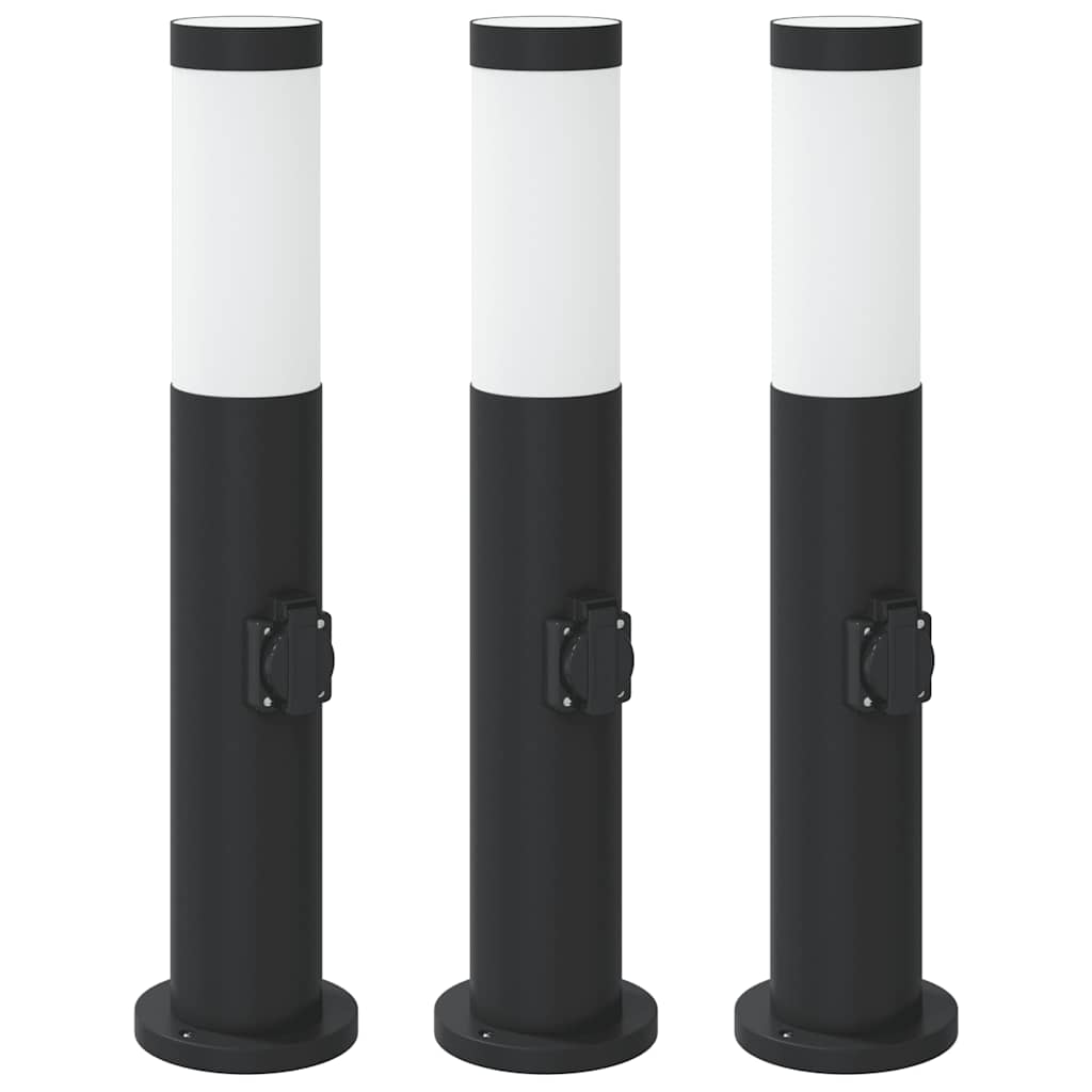 Pollerleuchten mit Auslass 3er 50 cm Edelstahl IP44