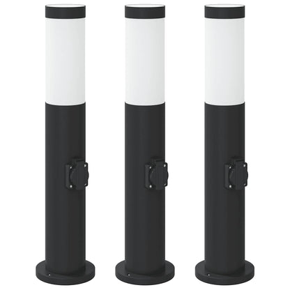 Pollerleuchten mit Auslass 3er 50 cm Edelstahl IP44