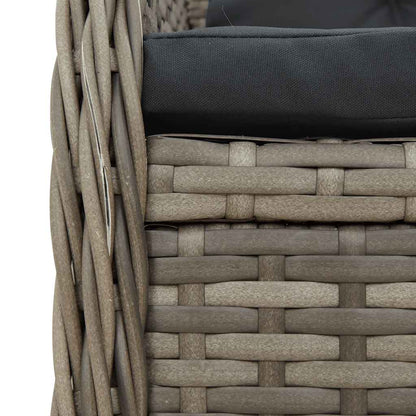 9-tlg. Garten-Essgruppe mit Kissen Grau Poly Rattan