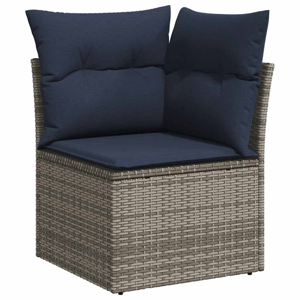 9-teiliges Gartensofa-Set mit Kissen, grau, Polyrattan