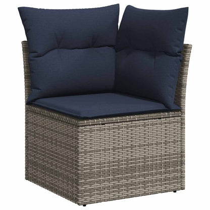 7-teiliges Gartensofa-Set mit Kissen, grau, Polyrattan