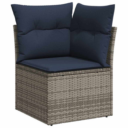 7-teiliges Gartensofa-Set mit Kissen, grau, Polyrattan