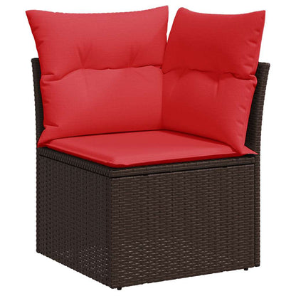 9-teiliges Gartensofa-Set mit Kissen, braun, Polyrattan
