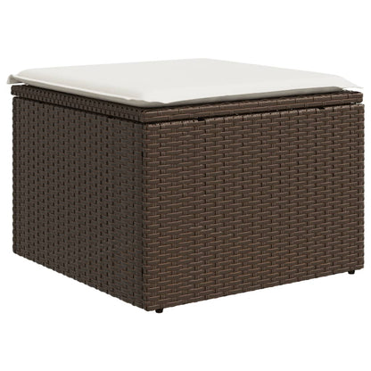 10-tlg. Garten-Sofagarnitur mit Kissen Braun Poly Rattan