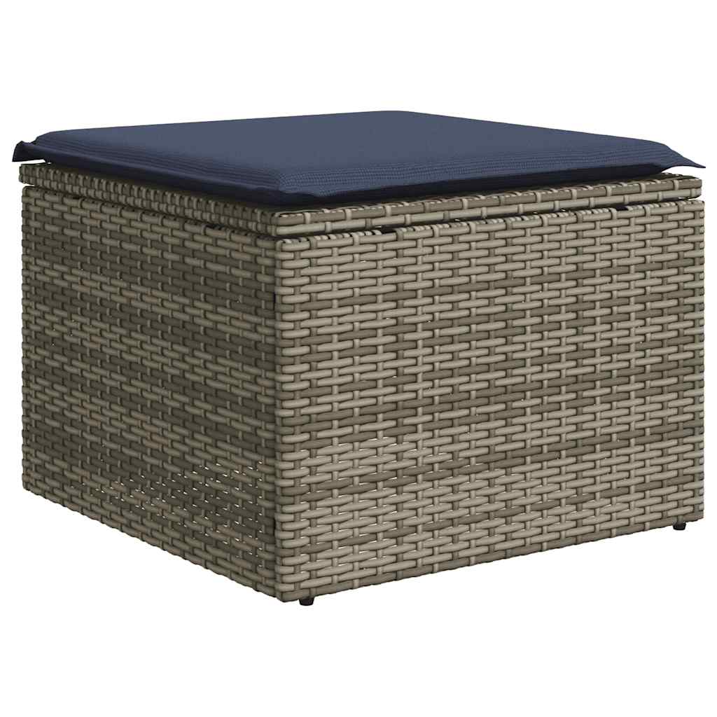 7-teiliges Gartensofa-Set mit Kissen, grau, Polyrattan